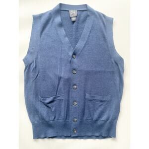 Blue Jos. A. Bank Traveler Merino Wool Button Down Sweater Vest Size L